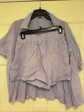 Amazon Lavender Two-Piece Crinkle Lounge Set
